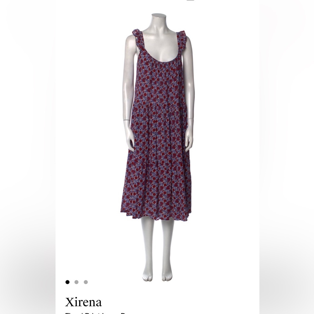 Xirena // Rumor Dress // Floral Blue and Red Midi Dress // M